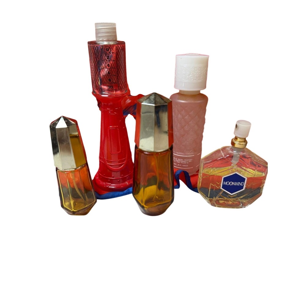 Vintage Avon‎ Perfume Bottle Lot Moonwind Timeless Gas Pump Red Amber Pink 5pc